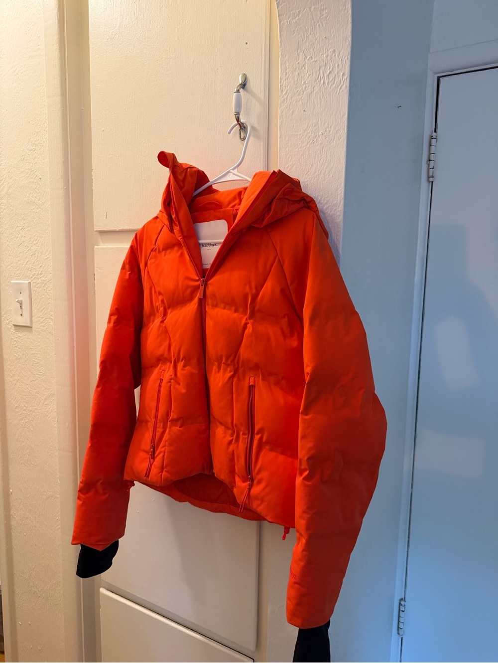 Women's Orange Ski Puffer Jacket with Hood